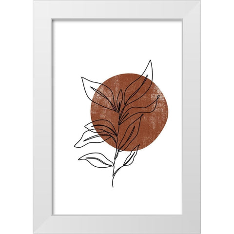 Flower Outline White Modern Wood Framed Art Print by JJ Design House