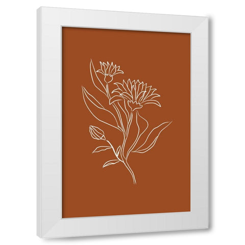 Orange Flower White Modern Wood Framed Art Print by JJ Design House