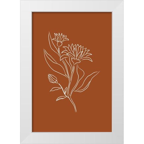 Orange Flower White Modern Wood Framed Art Print by JJ Design House