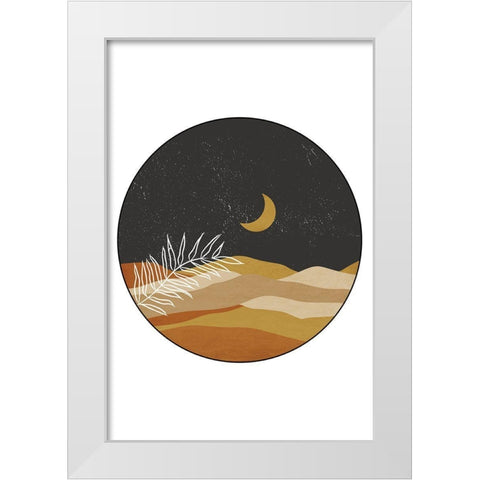 Mountain Moonrise White Modern Wood Framed Art Print by JJ Design House