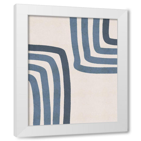 Blue Lines White Modern Wood Framed Art Print by JJ Design House