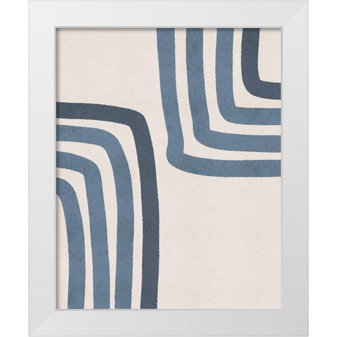 Blue Lines White Modern Wood Framed Art Print by JJ Design House