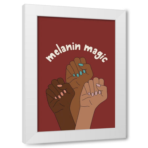 Melanin Magic White Modern Wood Framed Art Print by JJ Design House