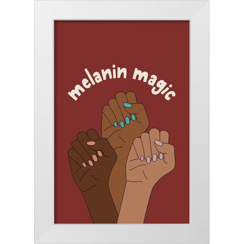 Melanin Magic White Modern Wood Framed Art Print by JJ Design House