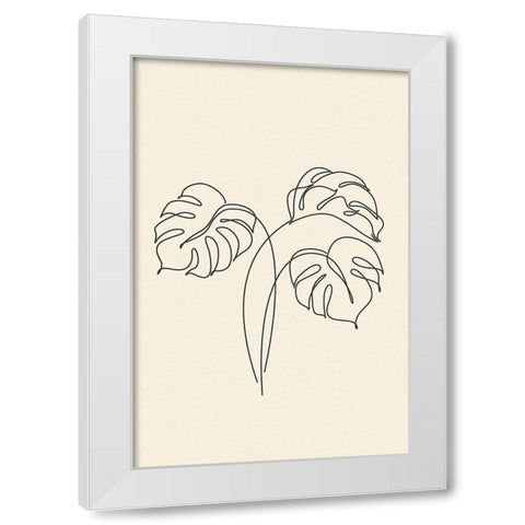 Leaf Line Art II White Modern Wood Framed Art Print by JJ Design House
