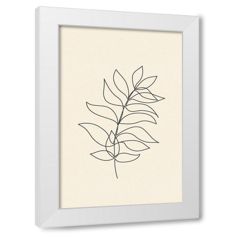 Leaf Line Art III White Modern Wood Framed Art Print by JJ Design House