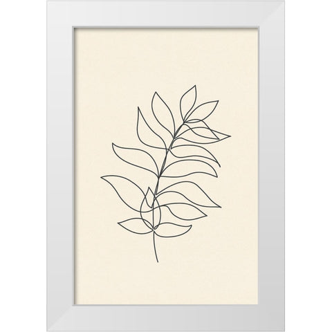 Leaf Line Art III White Modern Wood Framed Art Print by JJ Design House