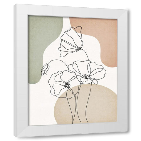 Poppies White Modern Wood Framed Art Print by JJ Design House