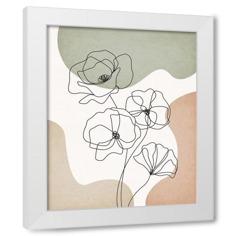 Poppies III White Modern Wood Framed Art Print by JJ Design House