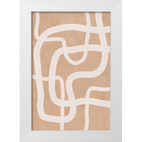 Beige Lines White Modern Wood Framed Art Print by JJ Design House