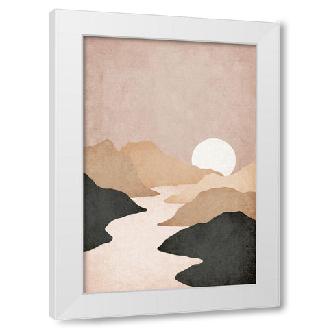 Mountains White Modern Wood Framed Art Print by JJ Design House