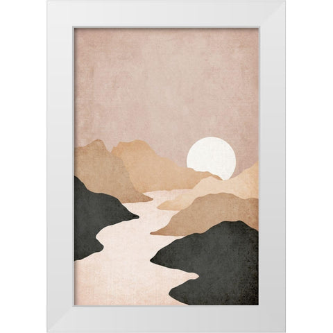 Mountains White Modern Wood Framed Art Print by JJ Design House