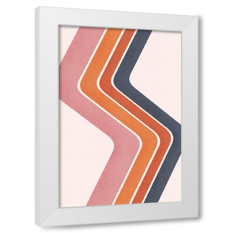 Zig Zag Rainbow White Modern Wood Framed Art Print by JJ Design