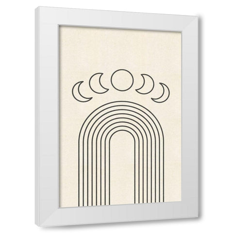 Arches and Moon Cycle White Modern Wood Framed Art Print by JJ Design