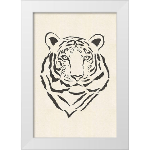 Tiger White Modern Wood Framed Art Print by JJ Design