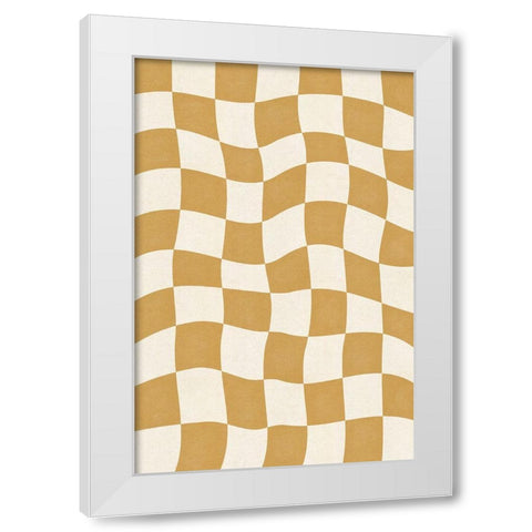 Distorted Grid White Modern Wood Framed Art Print by JJ Design