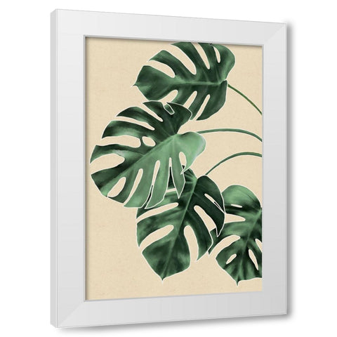 Leaves White Modern Wood Framed Art Print by JJ Design