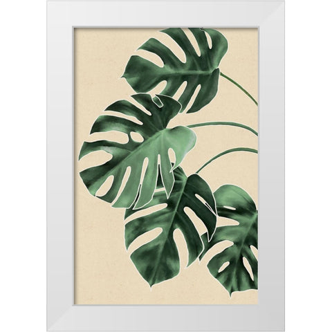 Leaves White Modern Wood Framed Art Print by JJ Design