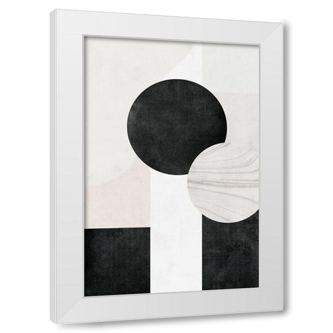 Shapes I White Modern Wood Framed Art Print by JJ Design