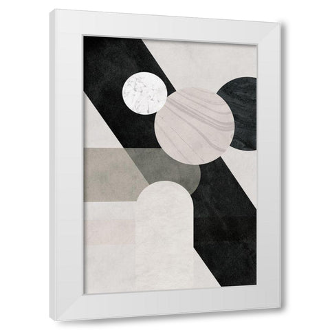 Shapes II White Modern Wood Framed Art Print by JJ Design