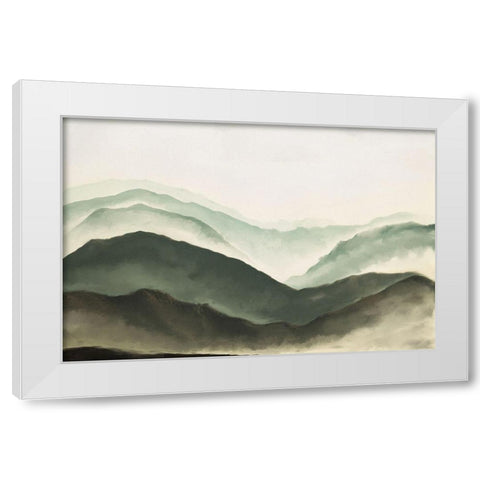 Mountains White Modern Wood Framed Art Print by JJ Design