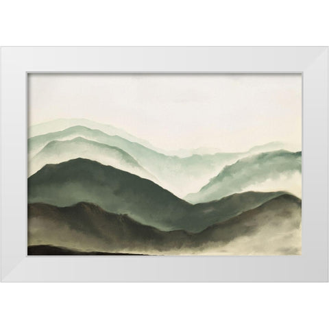 Mountains White Modern Wood Framed Art Print by JJ Design