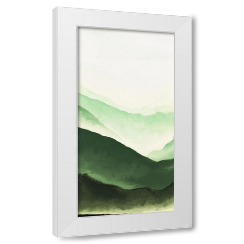 Emerald Mountains White Modern Wood Framed Art Print by JJ Design House