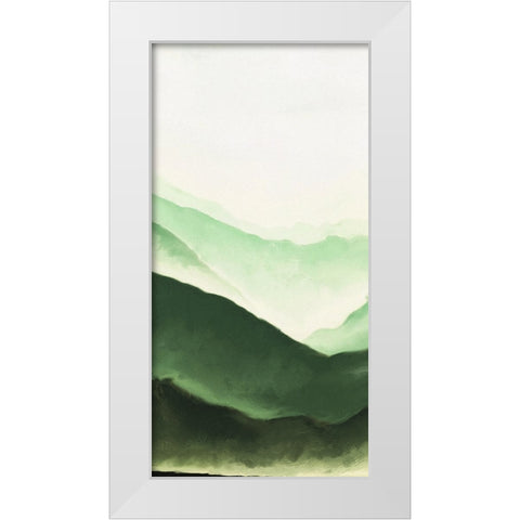 Emerald Mountains White Modern Wood Framed Art Print by JJ Design House