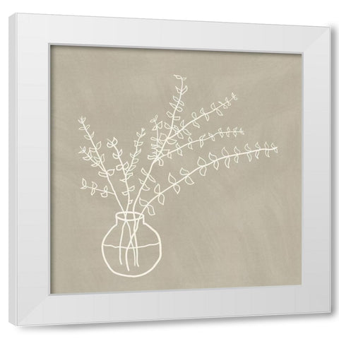 Beige Vase White Modern Wood Framed Art Print by JJ Design