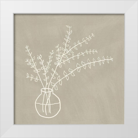Beige Vase White Modern Wood Framed Art Print by JJ Design