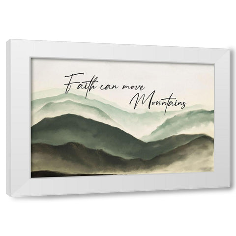 Move Mountains White Modern Wood Framed Art Print by JJ Design