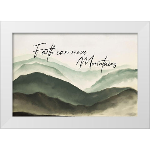 Move Mountains White Modern Wood Framed Art Print by JJ Design