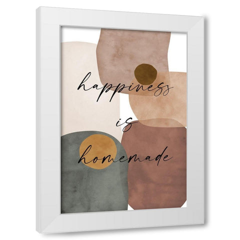 Happiness White Modern Wood Framed Art Print by JJ Design