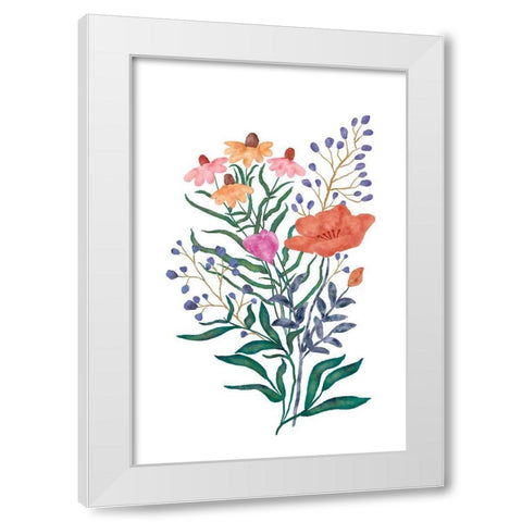 Watercolor Flowers I White Modern Wood Framed Art Print by JJ Design