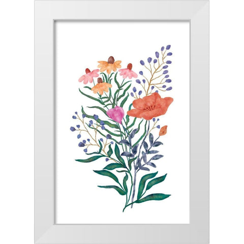 Watercolor Flowers I White Modern Wood Framed Art Print by JJ Design