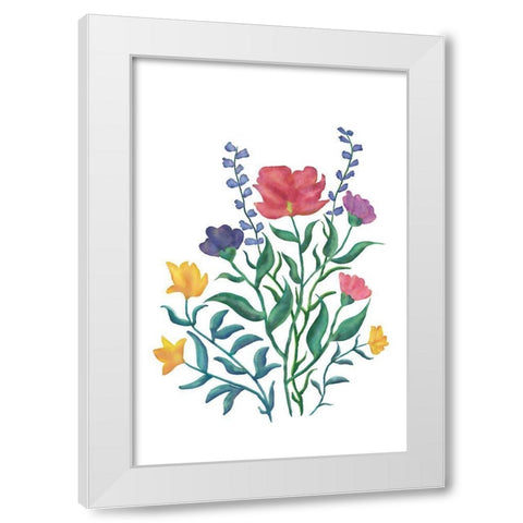 Watercolor Flowers II White Modern Wood Framed Art Print by JJ Design