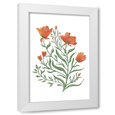 Watercolor Flowers III White Modern Wood Framed Art Print by JJ Design
