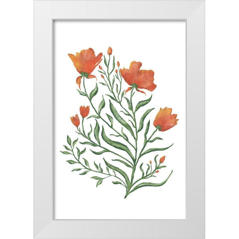 Watercolor Flowers III White Modern Wood Framed Art Print by JJ Design