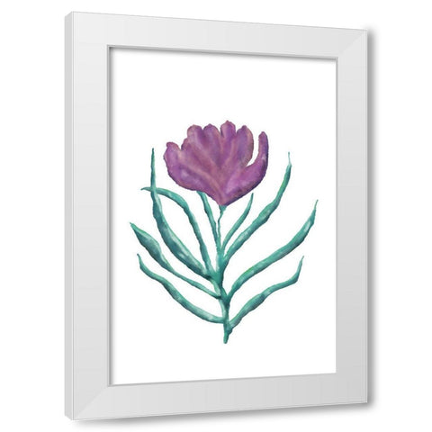 Purple Flower White Modern Wood Framed Art Print by JJ Design