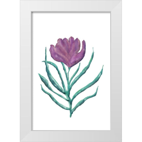 Purple Flower White Modern Wood Framed Art Print by JJ Design