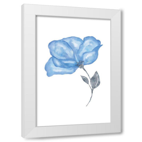Blue Flower White Modern Wood Framed Art Print by JJ Design