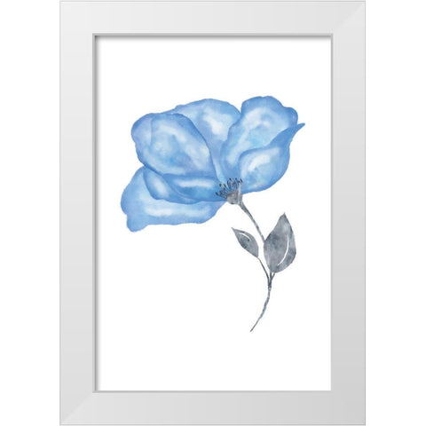 Blue Flower White Modern Wood Framed Art Print by JJ Design