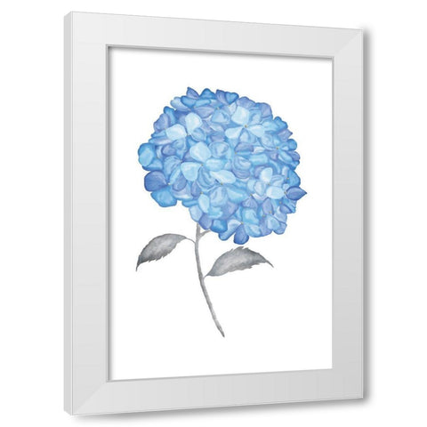 Blue Flower II White Modern Wood Framed Art Print by JJ Design