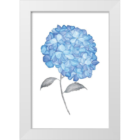 Blue Flower II White Modern Wood Framed Art Print by JJ Design