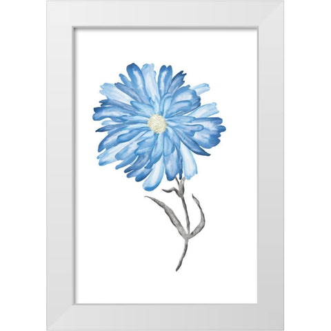 Blue Flower III White Modern Wood Framed Art Print by JJ Design