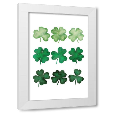 Clovers White Modern Wood Framed Art Print by JJ Design