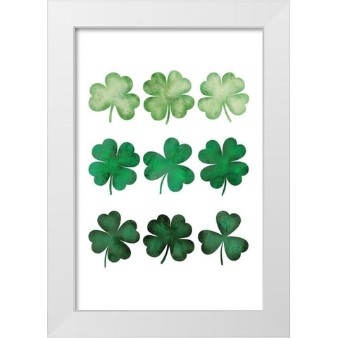 Clovers White Modern Wood Framed Art Print by JJ Design