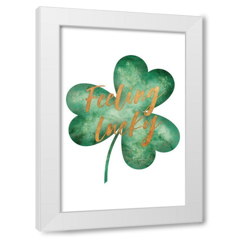 Feeling Lucky White Modern Wood Framed Art Print by JJ Design