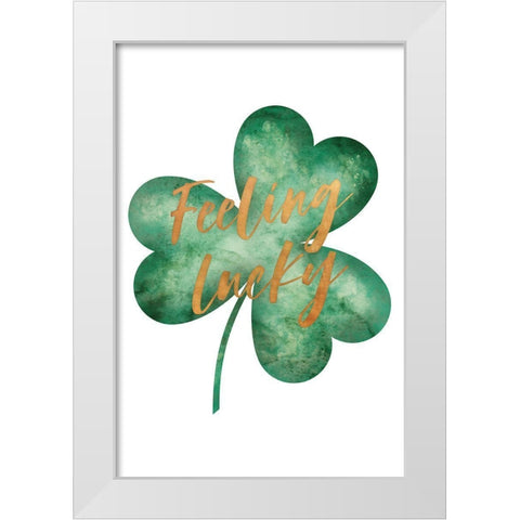 Feeling Lucky White Modern Wood Framed Art Print by JJ Design
