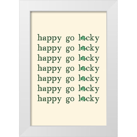 Happy Go Lucky White Modern Wood Framed Art Print by JJ Design